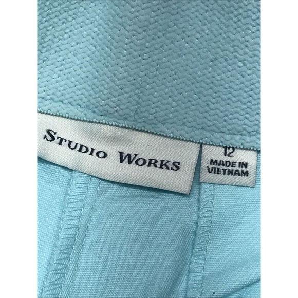 studio works capri pants classic fit no gap teal size 12 - Picture 3 of 9